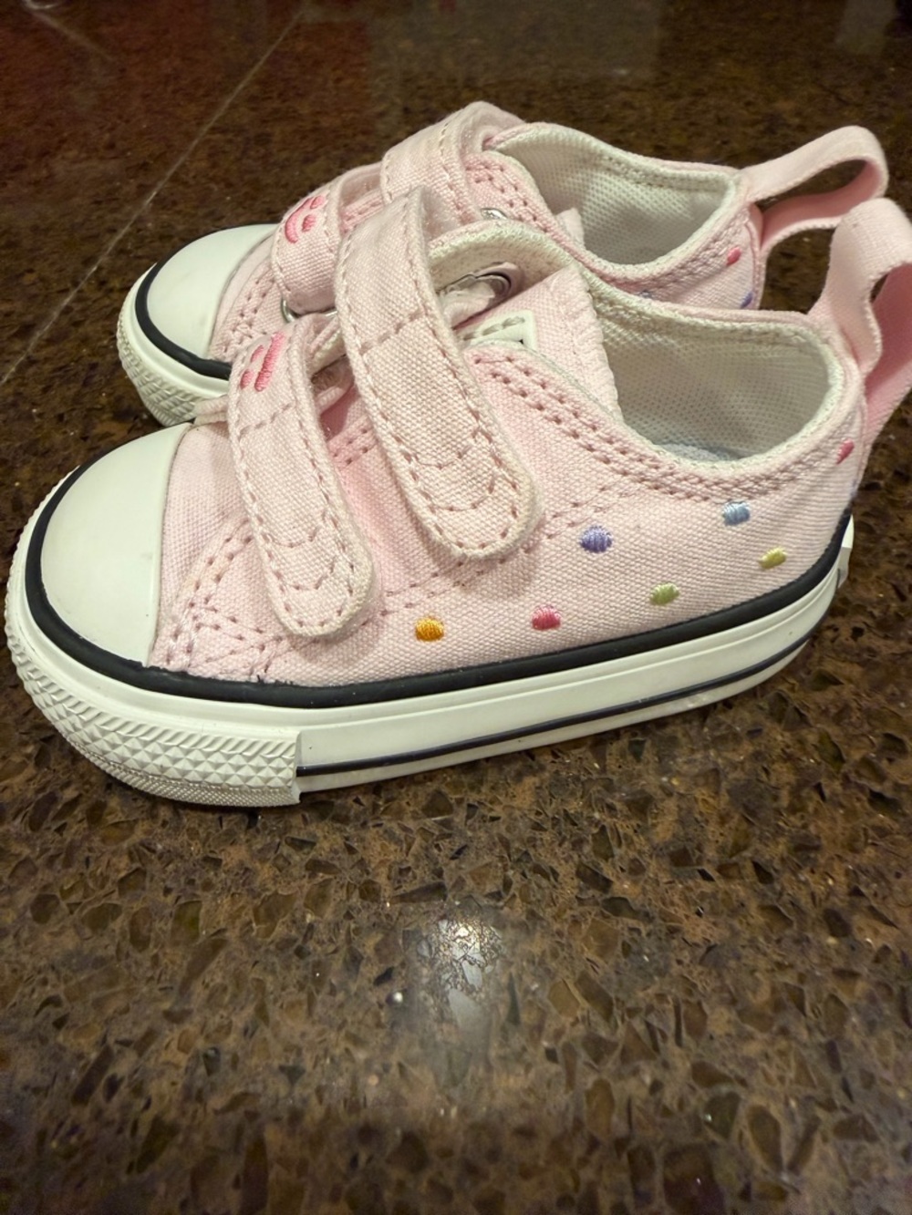 Toddler Kids Pink Converse with Polka Dots